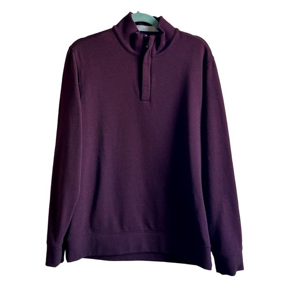 Untuckit Mens Corral 1/4 Zip Pullover Sweater Size L Bordeaux Maroon Mock Neck - Picture 1 of 11